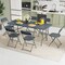 6 Feet Wood Grain HDPE Folding Table with Safety Lock and Metal Legs Perfect for Outdoor Use